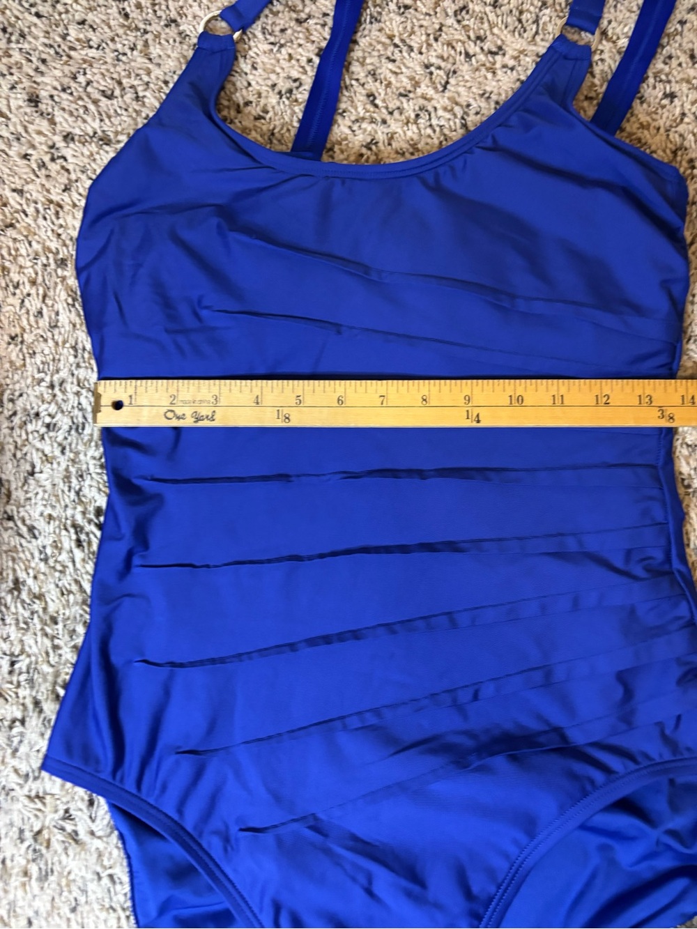 Calvin Klein Women’s 14 Royal Blue One Piece Swimsuit Ruched Tummy Control - Picture 11 of 12